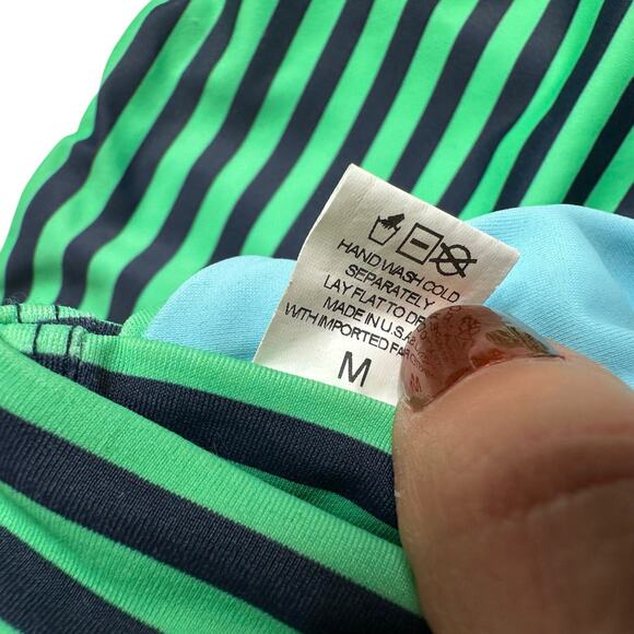 XIRENA Green Blue Striped Two Piece Bikini Swimsuit Women's Size S/M NWT - Picture 8 of 11